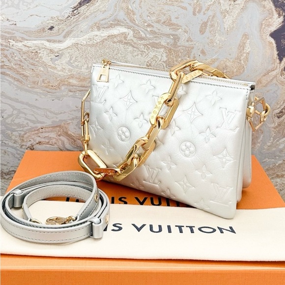SOLD Louis Vuitton Coussin BB Monogram Silver Lambskin Embossed Bag - Picture 2 of 16
